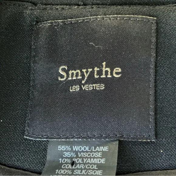 Smythe Les Vestes Peaked Lapel Wool Blend Tuxedo Blazer Black - Picture 9 of 10